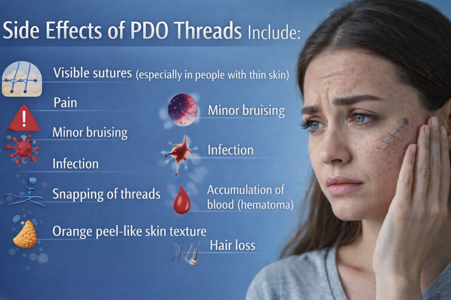 Illustration showing possible side effects of PDO Threads