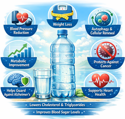 Infographic showing the benefits of water fasting