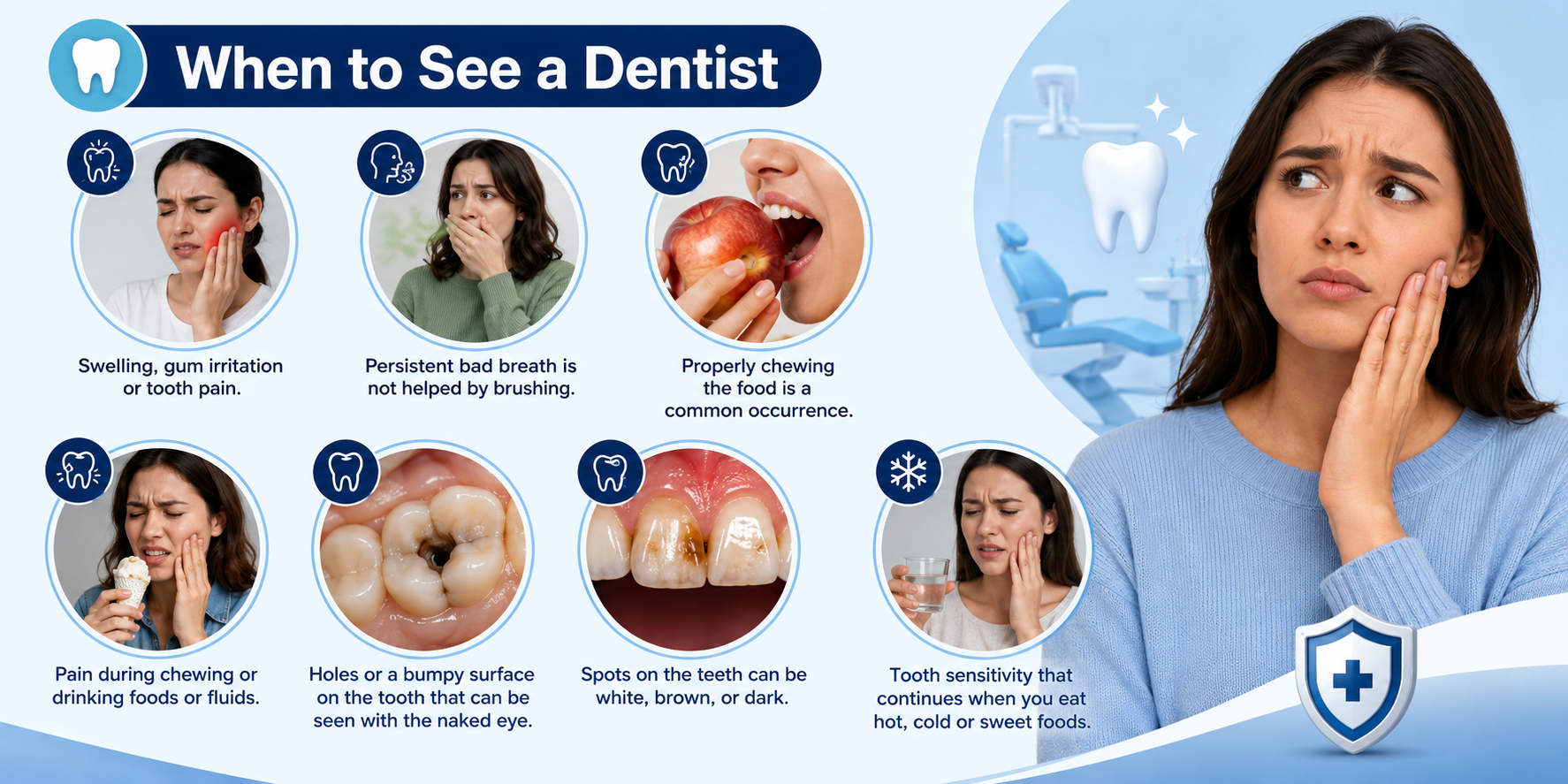 Dental infographic showing warning signs of cavities