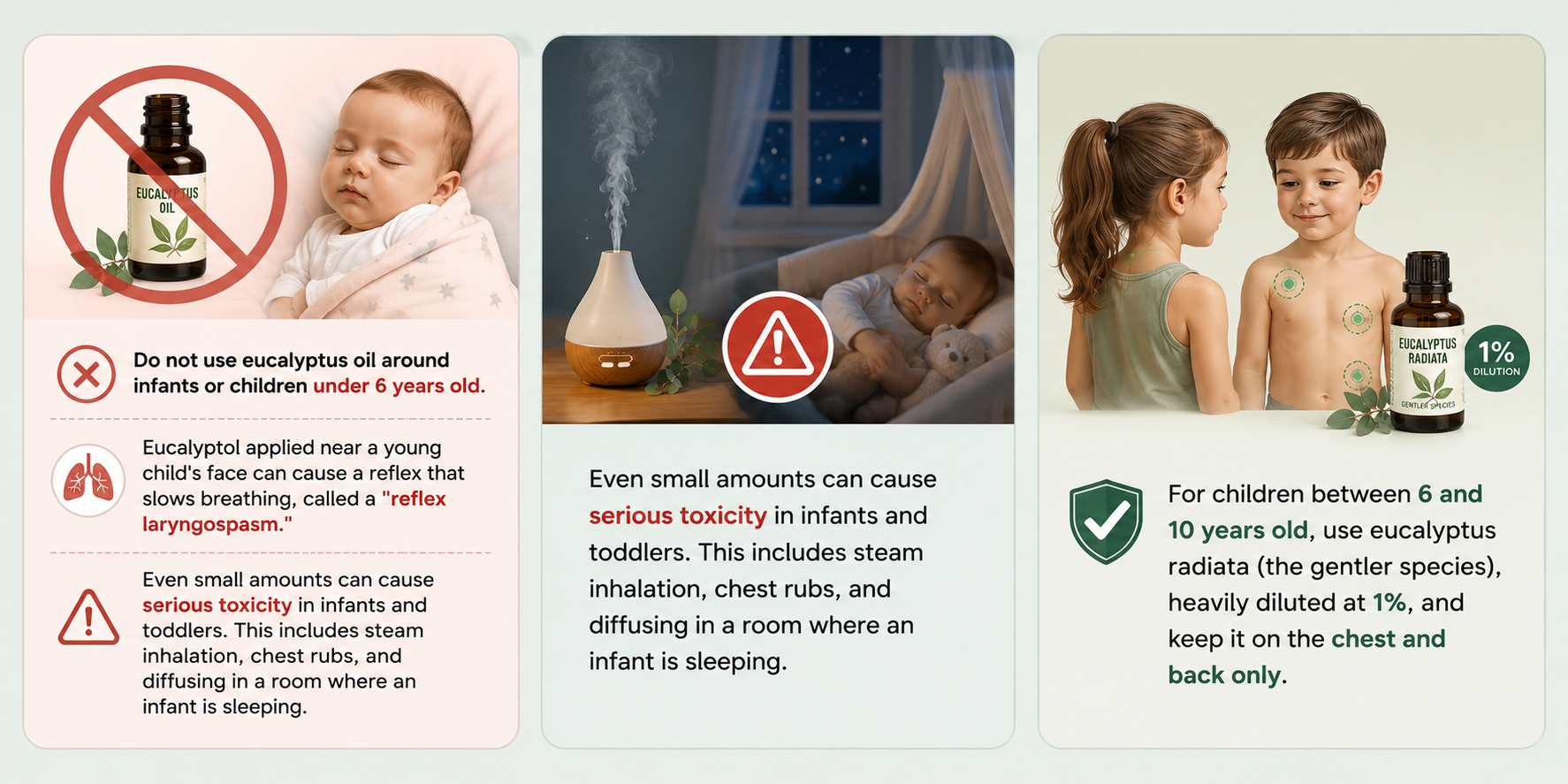 Eucalyptus oil isn't safe for everyone, especially infants and young children. Learn the age-specific precautions, potential breathing risks, and safe alternatives to help protect your child's health while using natural remedies wisely.