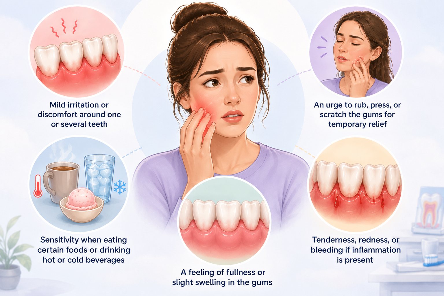 Medical illustration showing how itchy gums may feel.