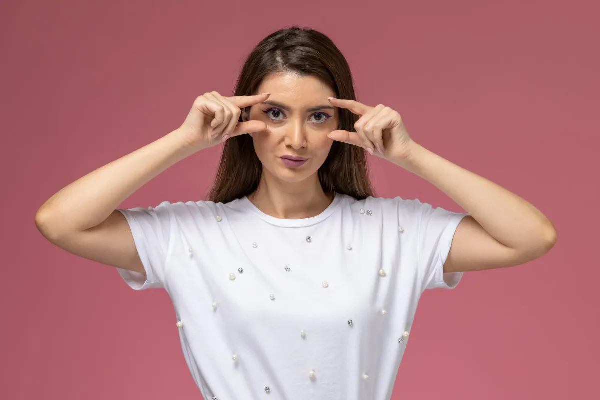 under-eye area showing sunken eyes and dark circles.