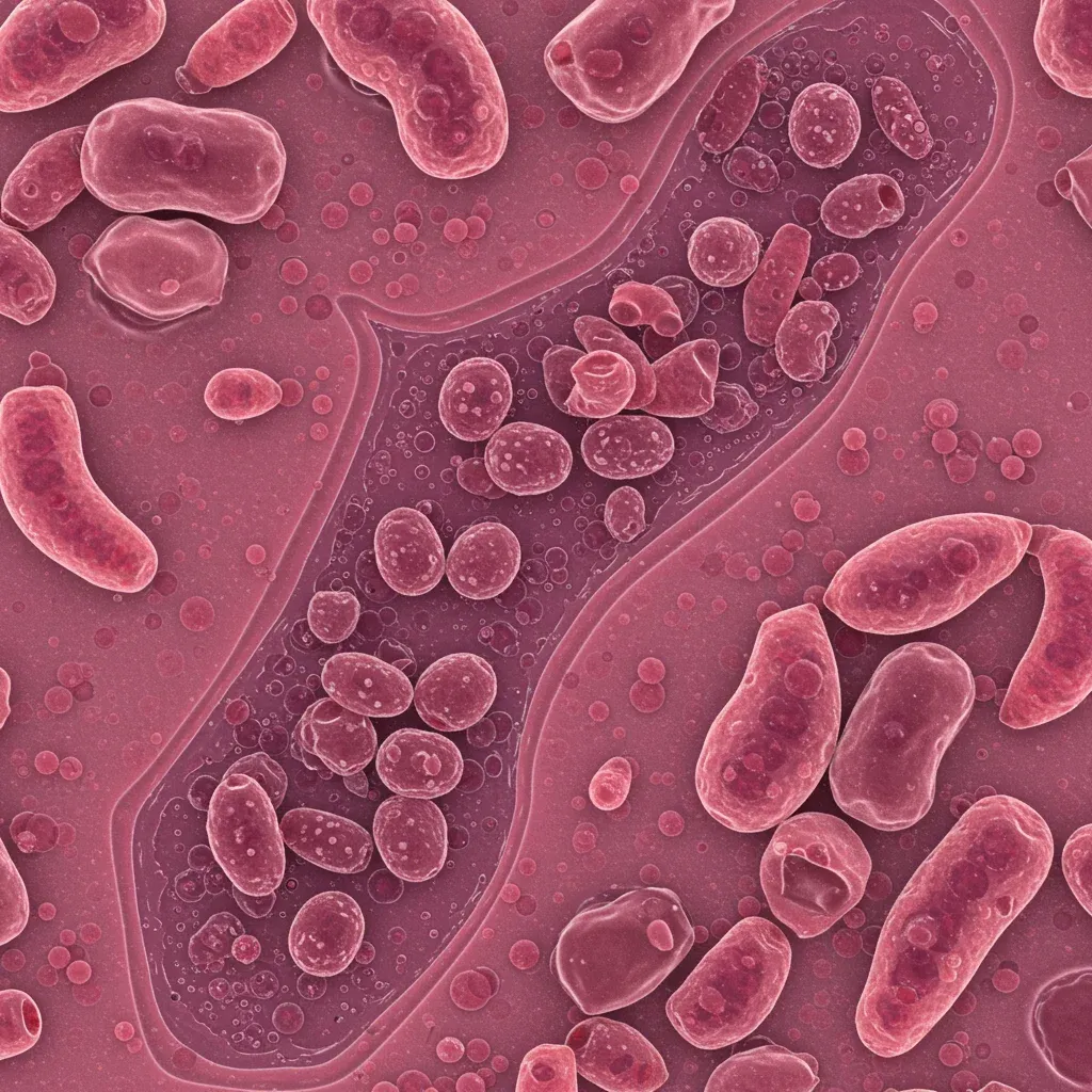 Microscopic view of Ureaplasma bacteria cells in the urogenital tract, representing the microorganism linked to Ureaplasma infection symptoms, treatment, and prevention.